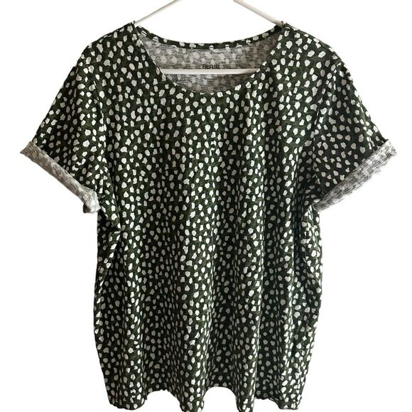 Blair Green and White Polka Dotted Splash Knit‎ Top Size 2XL - Picture 1 of 6